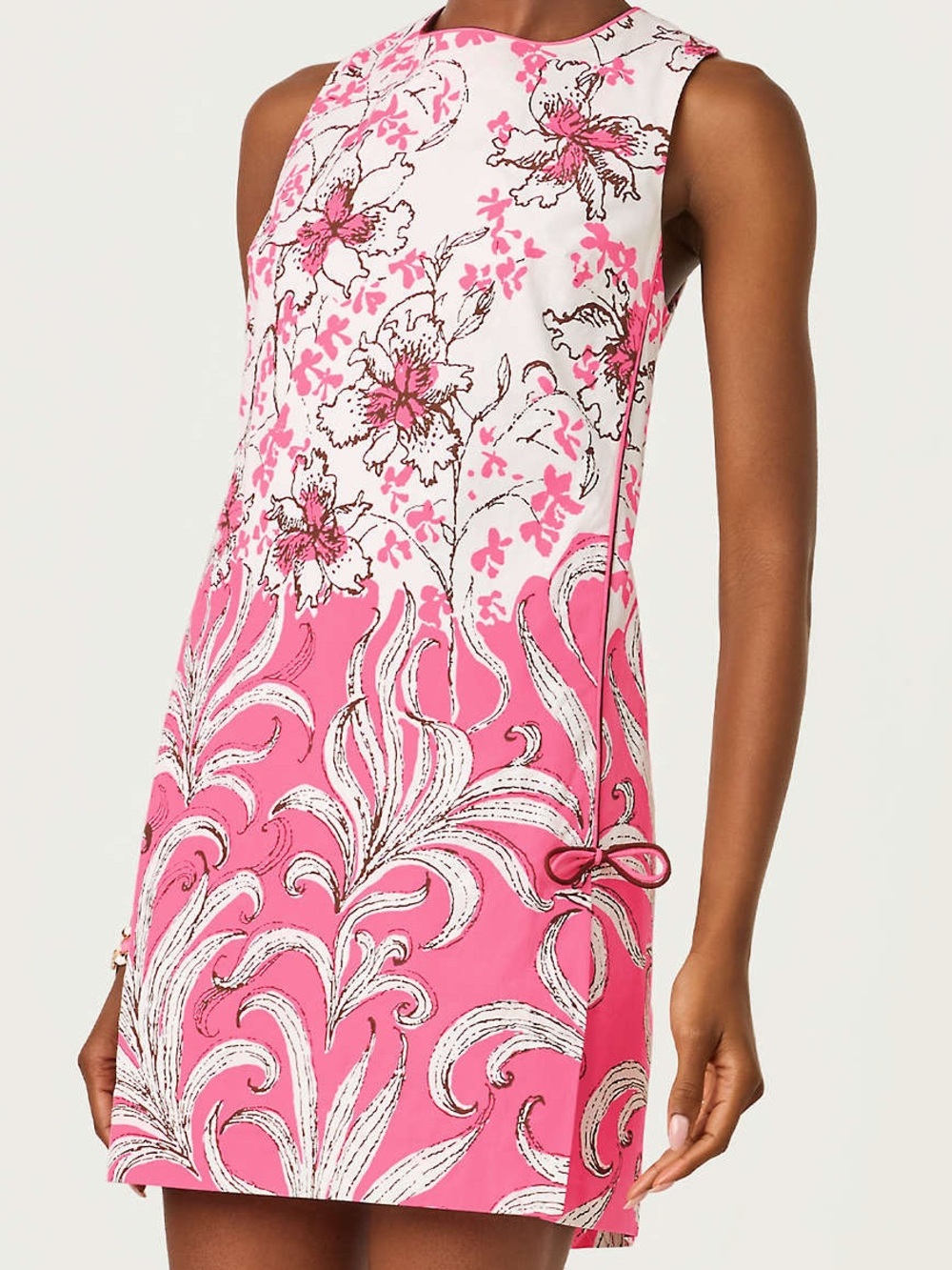 Lilly Pulitzer Pink & White Floral Scroll Shift Mini Dress
